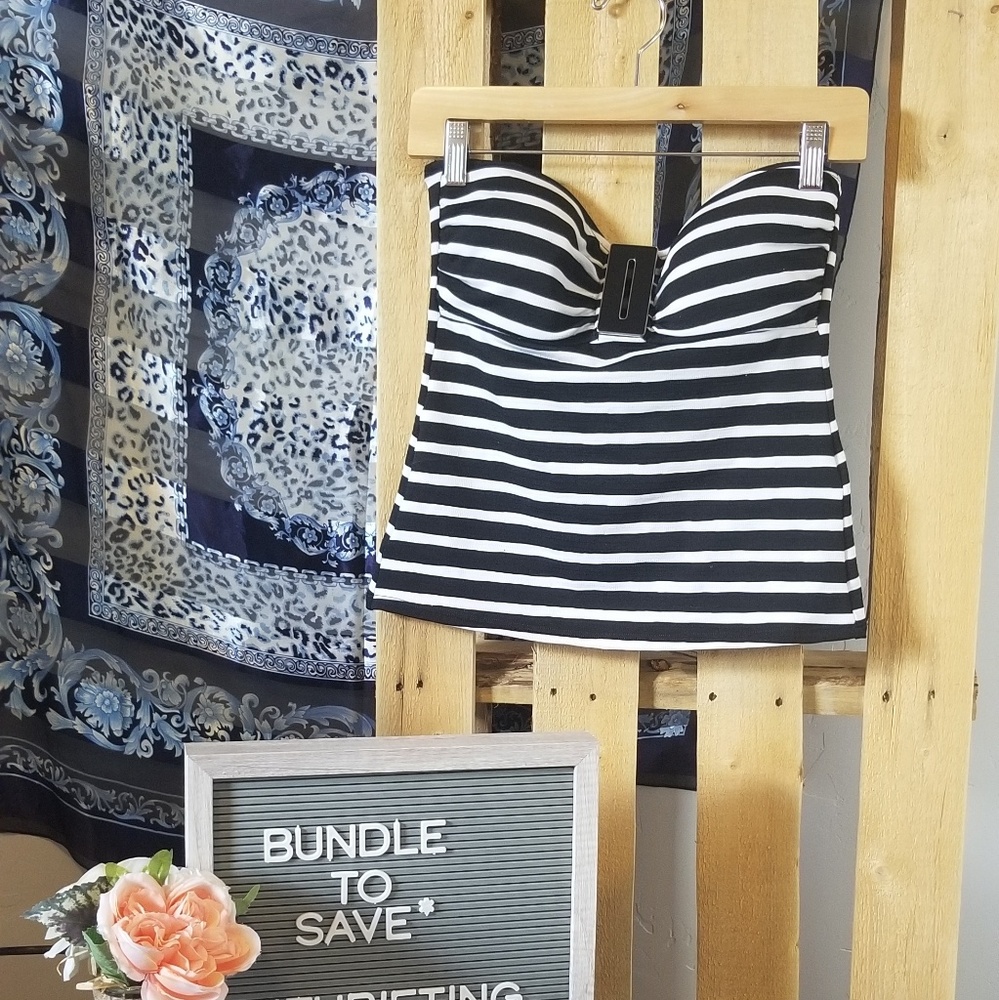 La Blanca Striped Bandeau Tankini Top